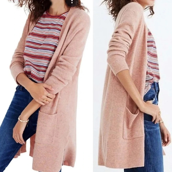 Madewell Womens XL Kent Cardigan Sweater Coziest Yarn Pockets Open Front Peach - Picture 1 of 5